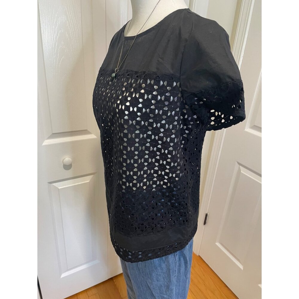 Madewell Womens Eyelet Top Size S Sheer Romantic Dainty Capsule Parisian Sleek - Picture 4 of 12